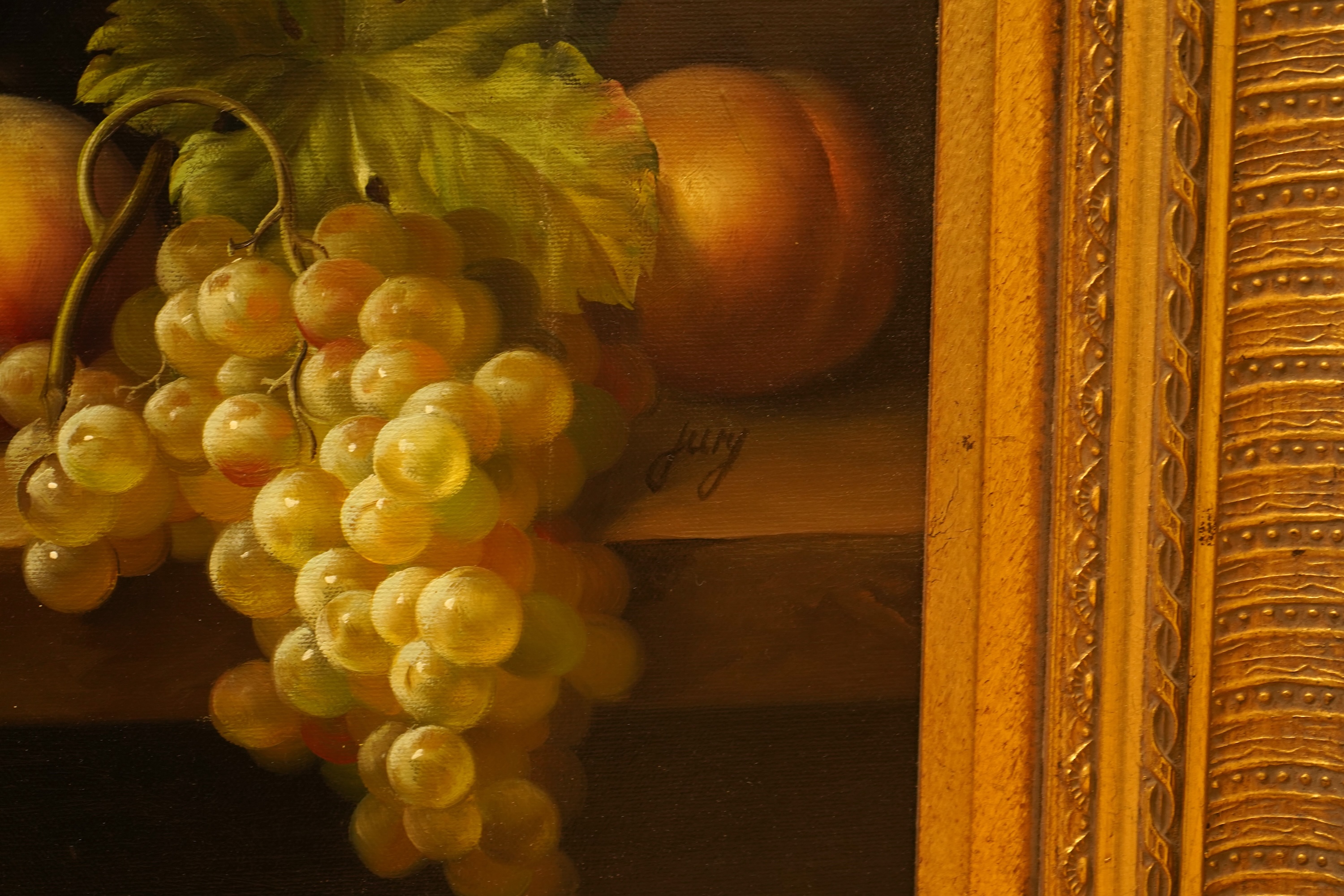 Decorative, Dutch Old Master style, Still life of fruit, unsigned, oil on canvas, 49 x 60cm, ornate gilt frame
